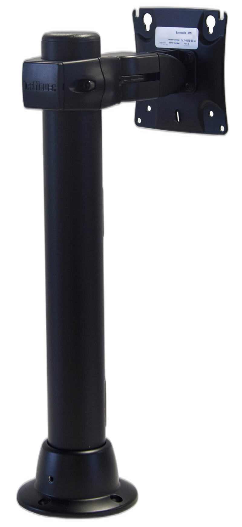 TechTower Pre-Configuration, Grommet Base with 16″ Pole, Double Pivot Monitor Mount on Fixed Clamp