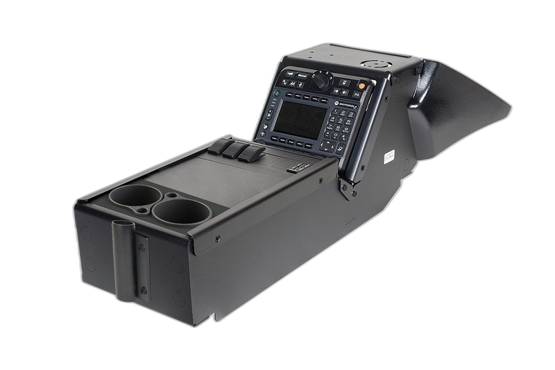 2011-2020 Dodge Charger Police Package Console Box with Cup Holder, Vertical Surface Mount and Hardware Bag Kit