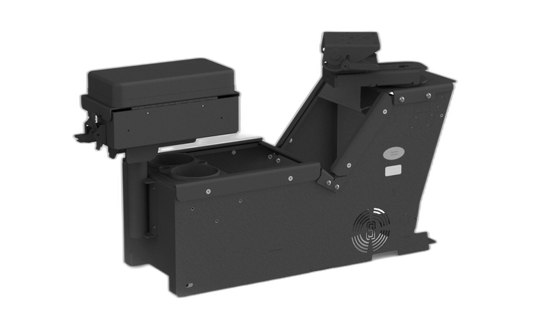 2012-2019 Ford Police Interceptor® Utility Console with Cup Holder, Printer Armrest, and TS5 Quad Motion Attachment Kit