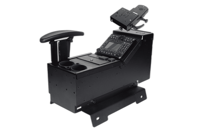 Gamber-Johnson 7170-0237-05: Chevrolet/GMC Truck and Full-Size SUV Console with Cup Holder, Armrest, and Mongoose Motion Attachment Kit