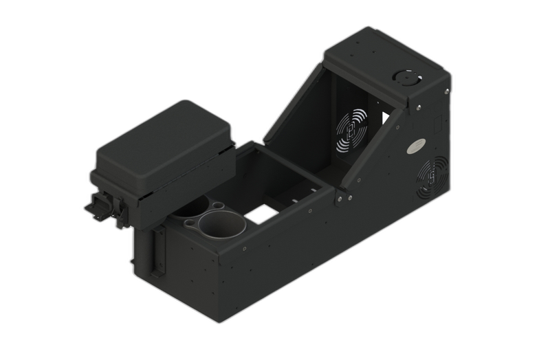 Universal Sloped Console with Cup Holder and Printer Armrest