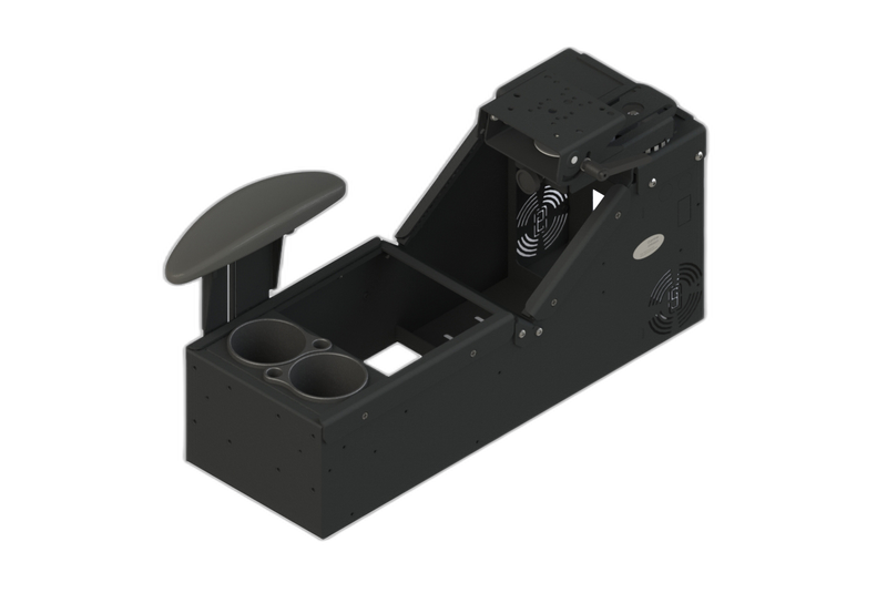Universal Sloped Console with Cup Holder, Armrest and 6″ Locking Slide Arm