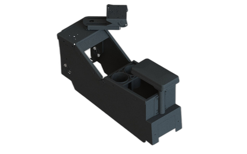 2020+ Ford Police Interceptor® Utility Low-Profile Console Box with Cup Holder, Armrest, and TS5 Motion Attachment Kit