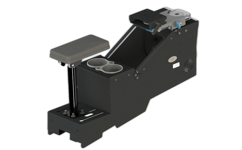 2020+ Ford Police Interceptor® Utility Short Console Box with Cup Holder, Armrest, and Mongoose® XLE 7” Motion Attachment