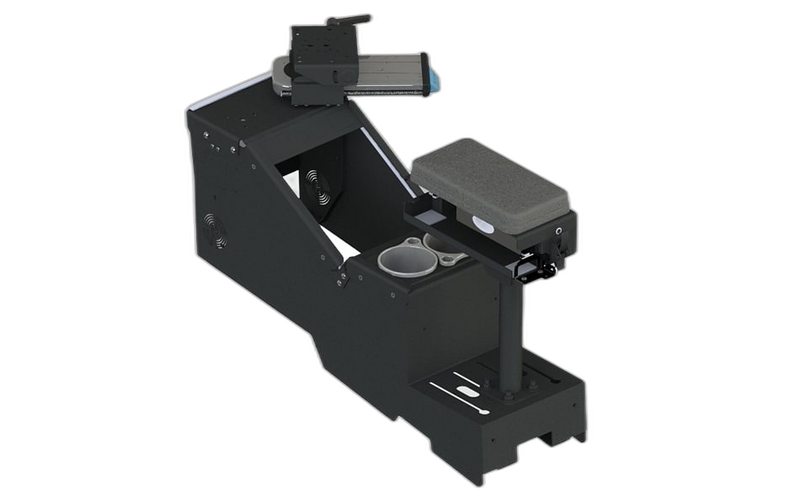 Gamber-Johnson 7170-0735-11: 2020+ Ford Police Interceptor Utility Short Console Box with Cup Holder, Printer Armrest, and Mongoose XE 9″ Motion Attachment