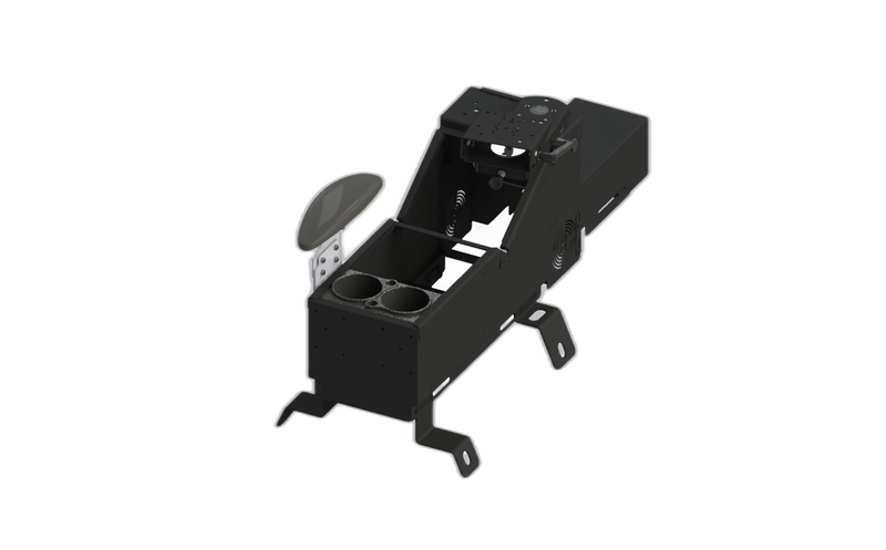 2019+ Chevy Silverado/GMC Sierra 1500 Console with Internal Cup Holder, Side Armrest, Wiring Chase, and Mongoose Motion Attachment Kit