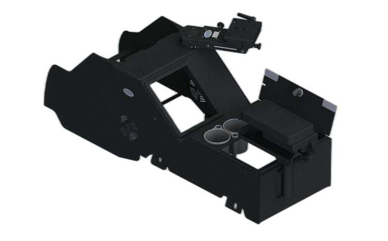 2021-2024 Chevrolet Tahoe Wide Body Console Box Kit with Breakaway Printer Armrest, Cup Holder, and Mongoose®- 9″ Locking Slide Arm with Short Clevis