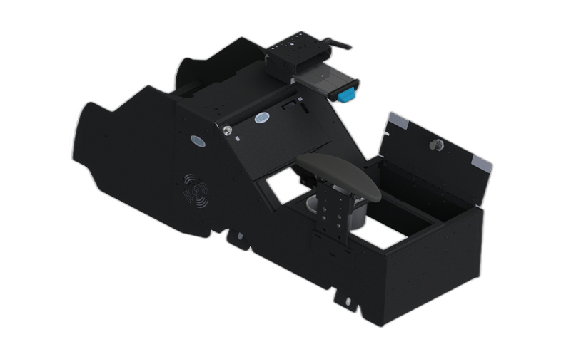2021-2024 Chevrolet Tahoe Wide Body Console Box Kit with Internal Printer Mount, Armrest, Cup Holder, and Mongoose® XE 9″ Motion Attachment