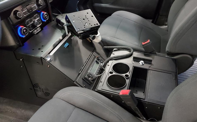 Gamber-Johnson 7170-0864-02: 2021+ Chevrolet Tahoe Wide Body Console Box Kit with Internal Printer Mount, Armrest, Cup Holder, and Mongoose- 9″ Locking Slide Arm with Short Clevis