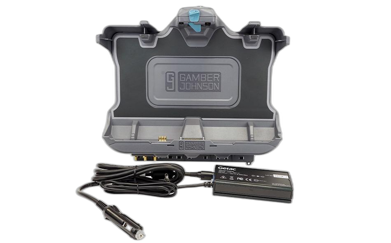 Gamber-Johnson 7170-0902-03: Getac F110 G6 Vehicle Docking Station with Getac 120W Auto Power Adapter with Cigarette Lighter Connector (Tri RF)