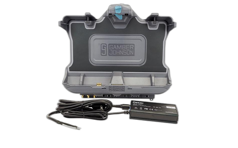 Getac F110 Vehicle Docking Station with Getac 120W Auto Power Adapter with Bare Wire Lead (Tri RF)