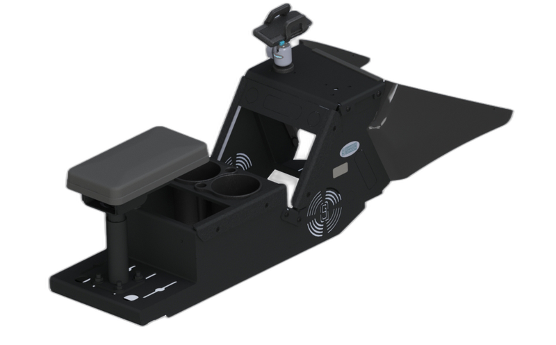 2021+ Dodge Charger Console (Short 8.5″) Kit with Magnetic Phone Holder, Cup Holder, and Break-Away Rear Armrest