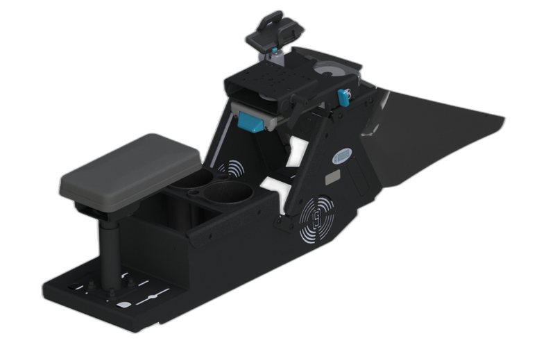 2021+ Dodge Charger Console (Short 8.5″) Kit with Magnetic Phone Holder, Cup Holder, Break-Away Rear Armrest, and Mongoose® XLE 9″ Motion Attachment