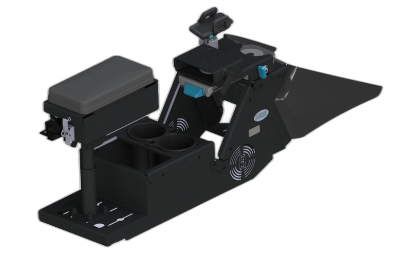2021+ Dodge Charger Console (Short 8.5″) Kit with Magnetic Phone Holder, Cup Holder, Printer Armrest, and Mongoose® XLE 9″ Motion Attachment
