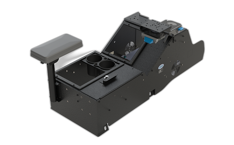 2019+ Chevrolet Silverado Wide Body Console Box with Cup Holder, Tall Rear Armrest and Mongoose® XLE 9″ Motion Attachment