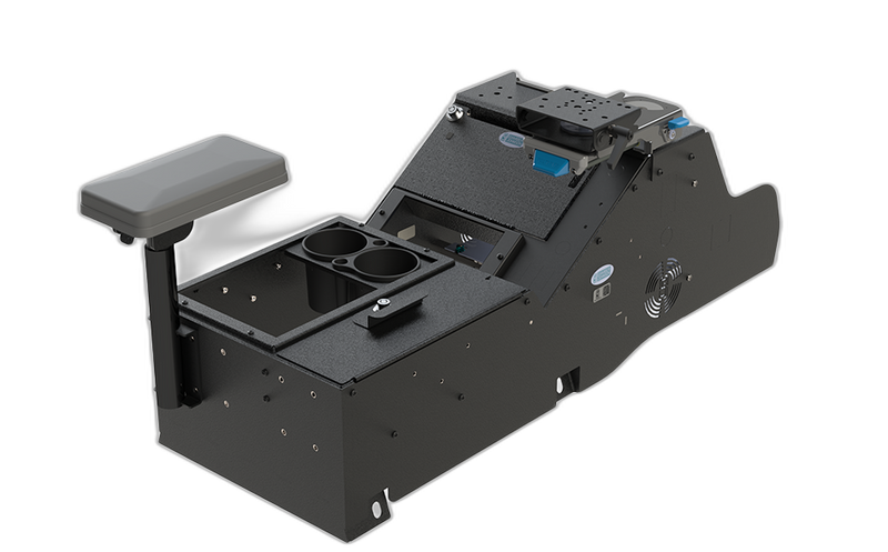 Gamber-Johnson 2019+ Chevrolet Silverado Wide Body Console Box with Internal Printer Mount, Cup Holder, Tall Rear Armrest and Mongoose? XLE 9? Motion Attachment (7170-1063-02)