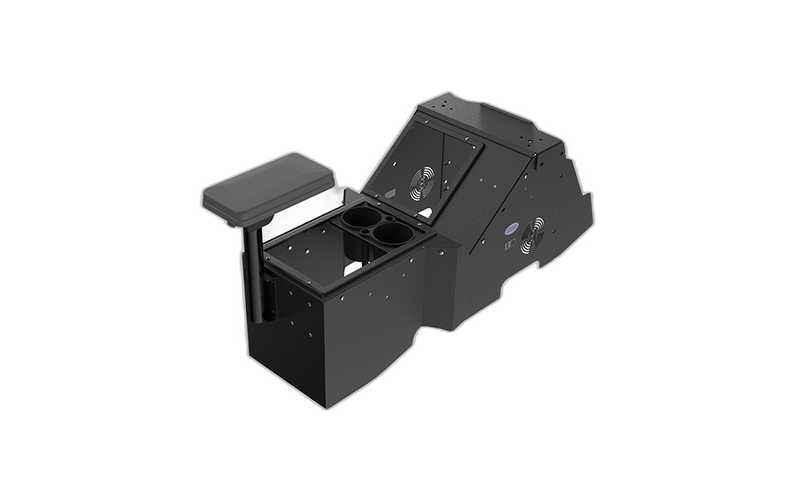Gamber-Johnson 2021+ Ford F-150 Wide-To-Narrow Console Box with Cup Holder and Tall Armrest (7170-1077-01)