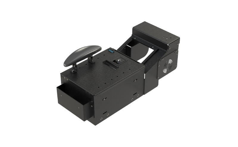 Gamber-Johnson KIT – WORKSTATION BOX, SMALL, SHORT WITH FILE HANGER TRAY, ADJUSTABLE ARMREST AND 9″ RADIO PLATFORM (4WD SHIFTER VERSION) (7170-1113-02)
