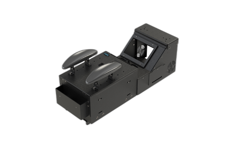 KIT – Small-Short Workstation Box with File Hanger Tray, Workstation Console (Includes Cupholders), 2 Adjustable Armrests, and Top Plate