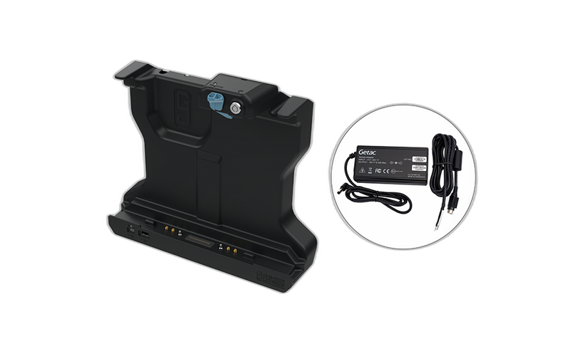 Getac F120 Tablet Docking Station, Full Port, QUAD RF with 120W Bare Wire Auto Power Adapter