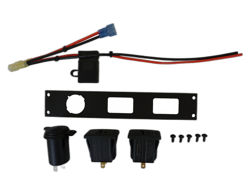 Console Accessory Bracket Kit with 1 Lighter Plug Outlet, & 2 USB-C & USB Type A Dual Port Chargers