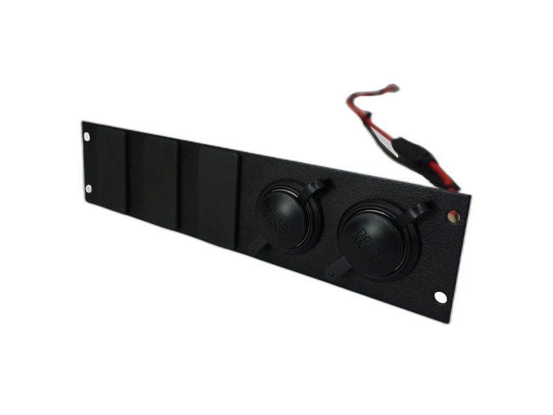 Console Accessory Bracket Kit with 2 Lighter Plug Outlets and 3 Blanks for Rectangular Accessories