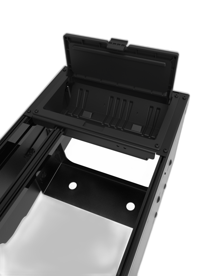 Vehicle-Specific 19″ Wide Flat Console With PocketJet 8 Printer Mount for 2025 Ford Expedition SSV