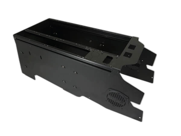 Vehicle-Specific 24″ Wide Flat Console for 2021-2025 Ford F-150 Police Responder, Special Service vehicle (SSV), 2023-2025 Ford F-250, 350, 450 XL & XLT Super Duty pickup, F-450 & 550 cab chassis & F-600 Chassis Cab