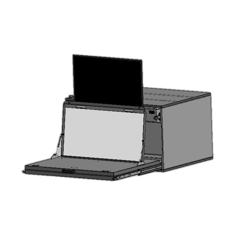 Command Post 40îW x 30îL Drone Command Post with TV Drawer, Work Surface And Pop-Up Whiteboard