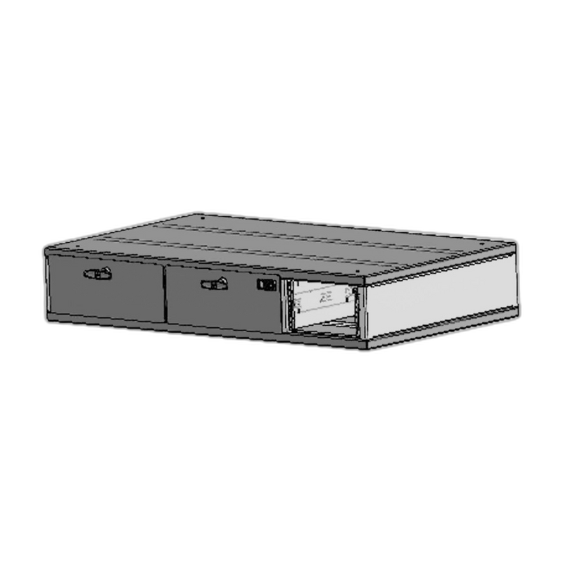 Command Post Module, 39″ W x 30″ L x 7″ H with two storage drawers and Equipment mounting area