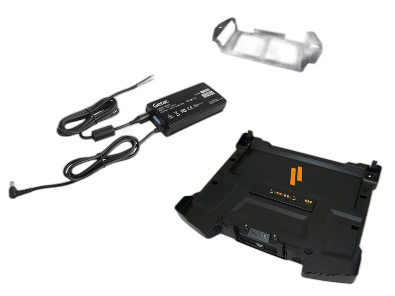 Docking Station For Getac S410 Notebook With Triple Pass-Thru Antenna Connections & External Power Supply with Bare Wire
