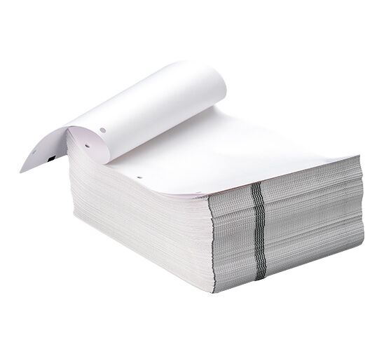 8.5in x 11in Letter Size White Premium Direct Thermal 3 Hole Punch Paper, Fanfold (1000 sheets)