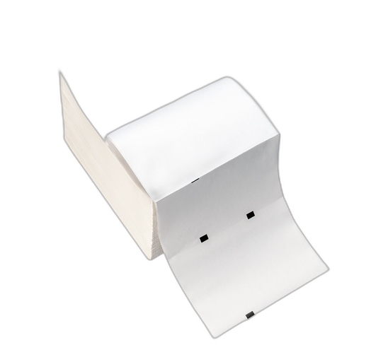8.5in x 5.5in White Premium Direct Thermal 2 Labels on 8.5in x 11in Sheet Paper Label, Fanfold