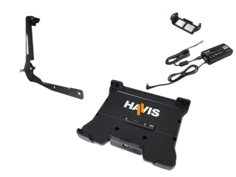 Package – Docking Station For Getac B360 and B360 Pro Laptops With External Power Supply with Bare Wire, Power Supply Mounting Bracket & Screen Support