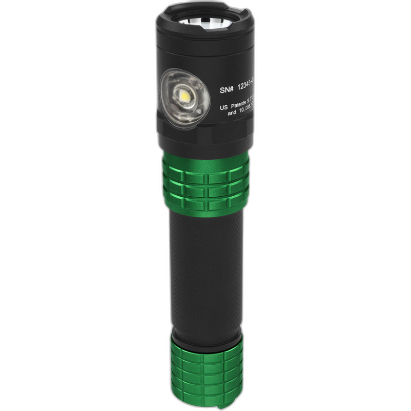 USB-578XL-G: USB Dual-Light Rechargeable Flashlight w/Holster - Green