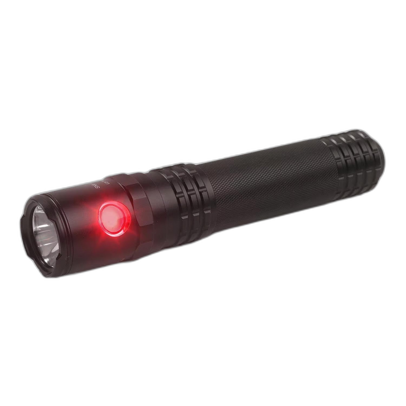 USB-590XL: USB Dual-Light Rechargeable Tactical Flashlight With Red Flood - Black
